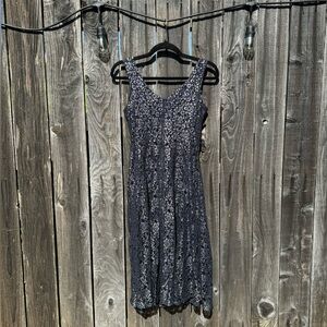 J Taylor Navy Blue and Silver V Neck Floral Skater Dress Knee-Length size 4